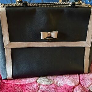 Kate Spade Black and Tan Satchel with Bow Detail
